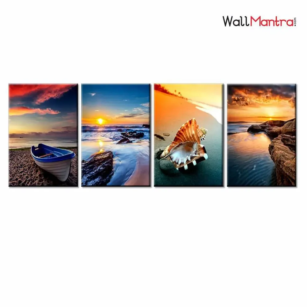 Colours of The Ocean With Sunrise Wooden Framed Canvas Wall Painting