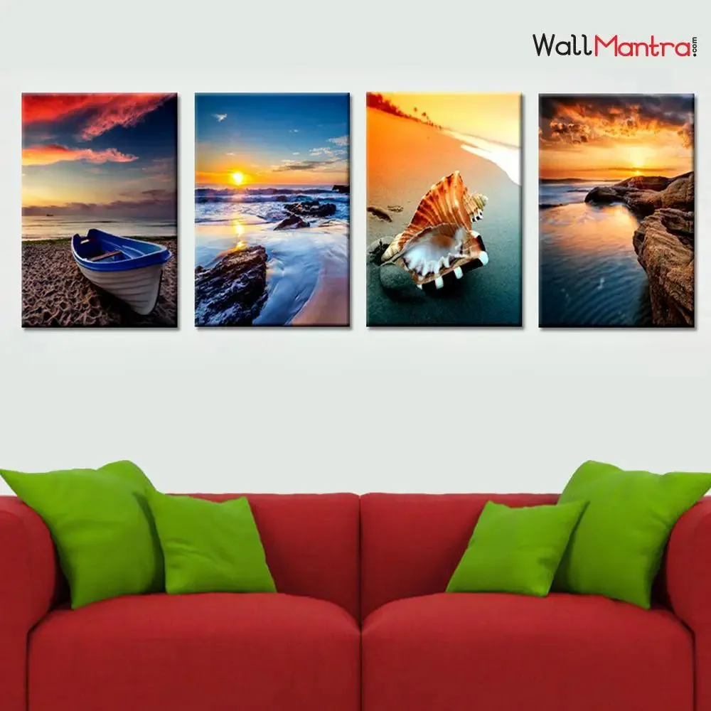 Colours of The Ocean With Sunrise Wooden Framed Canvas Wall Painting