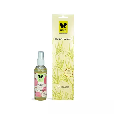 Combo Of 100 ml Apple Cinnamon Spray & Lemon Grass Incense Sticks