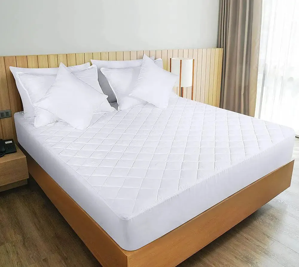 Comfortable &amp; Water Resistant White Quilted Mattress Cover - Queen Size