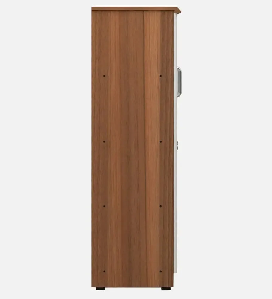 Compact &amp; Premium Ivory &amp; Brown Wooden Bookshelf With 2 Doors