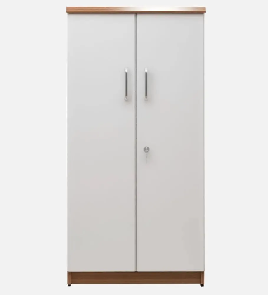 Compact &amp; Premium Ivory &amp; Brown Wooden Bookshelf With 2 Doors