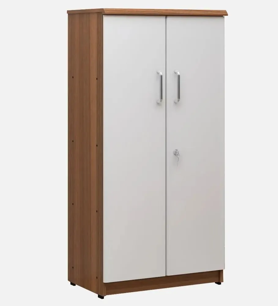 Compact &amp; Premium Ivory &amp; Brown Wooden Bookshelf With 2 Doors