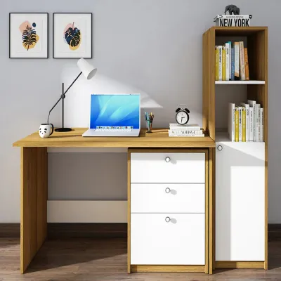 WallMantra Computer Table In Exotic Teak & Frosty White Finish