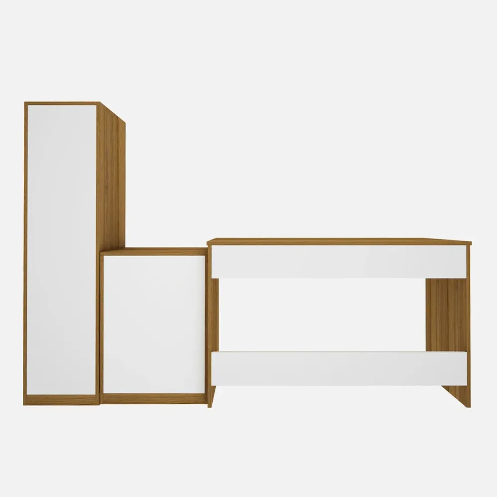 WallMantra Computer Table In Exotic Teak & Frosty White Finish