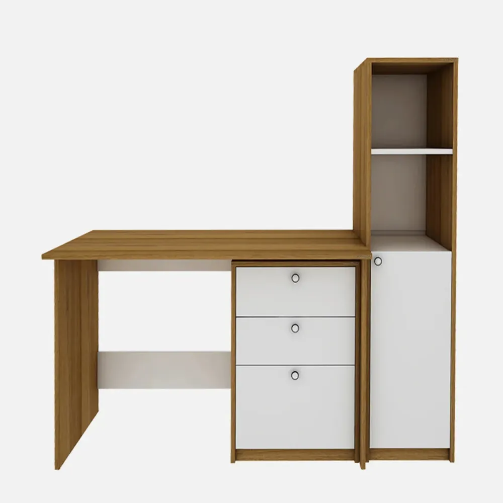 WallMantra Computer Table In Exotic Teak & Frosty White Finish