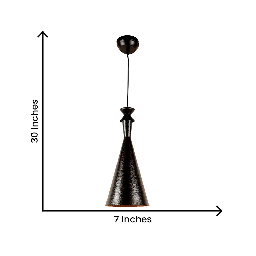Cone Shaped Black Metal Hanging Light Single Piece