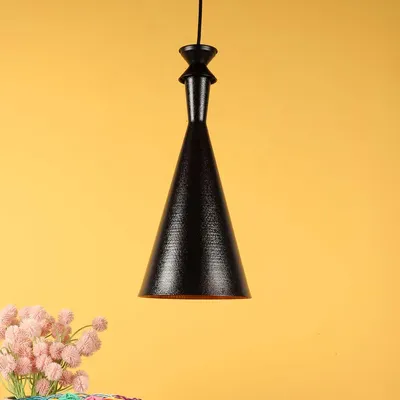 Cone Shaped Black Metal Hanging Light
