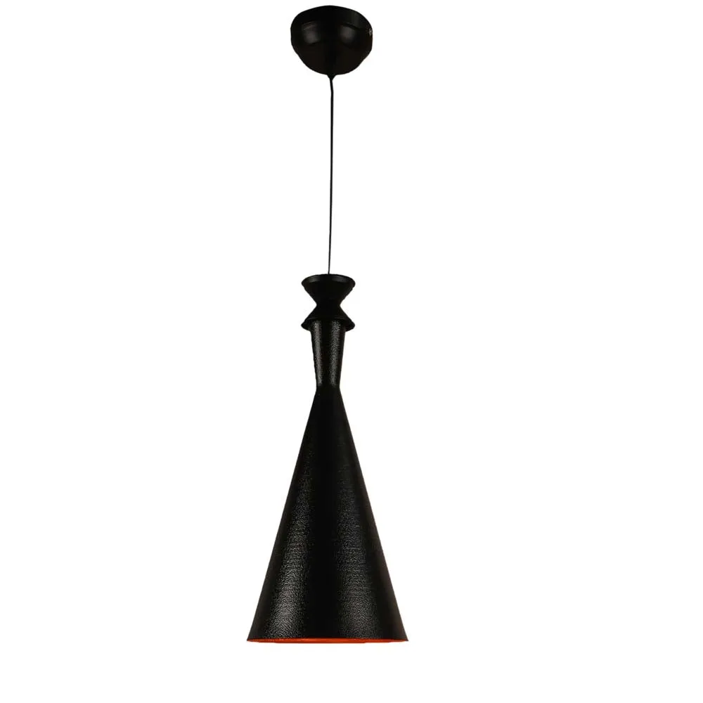 Cone Shaped Black Metal Hanging Light Single Piece
