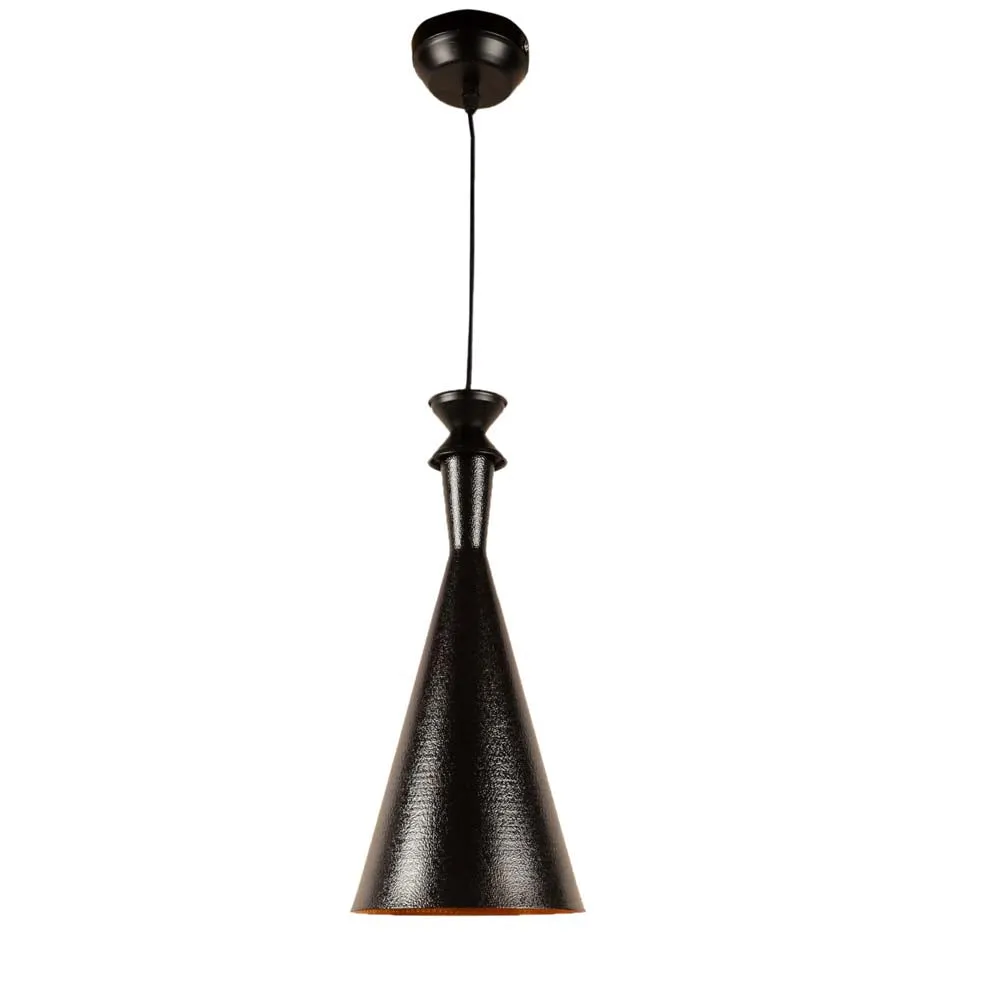 Cone Shaped Black Metal Hanging Light Single Piece