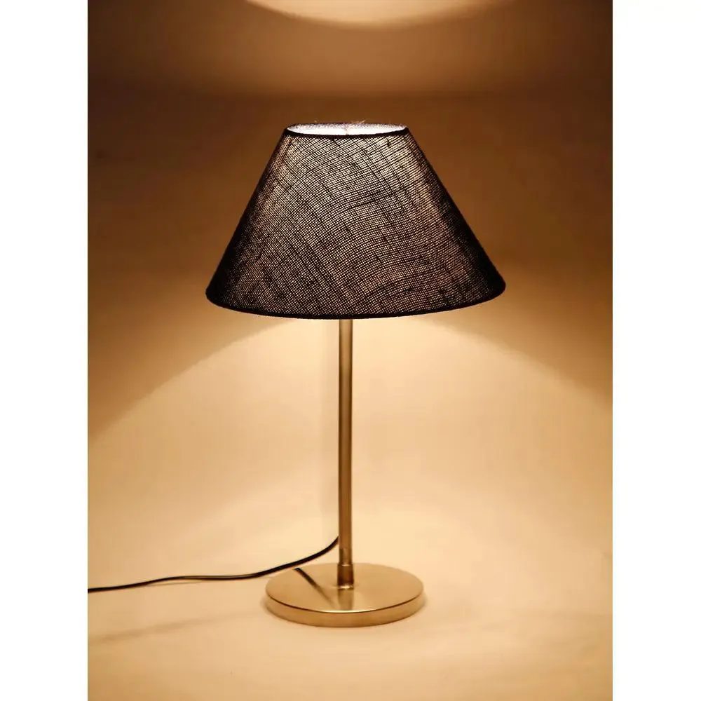 Conical Blue Jute Shade Table Lamp with Steel Base