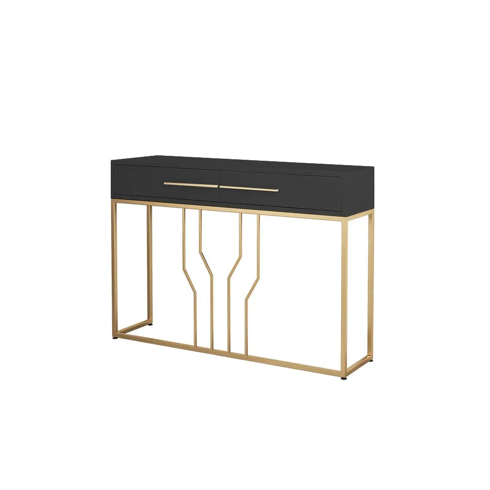 Console Table With Solid Wooden Drawers In Luxury Sleek Golden Design