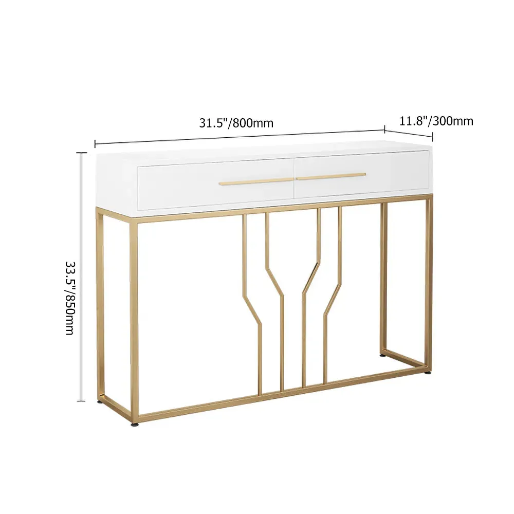 Console Table With Solid Wooden Drawers In Luxury Sleek Golden Design