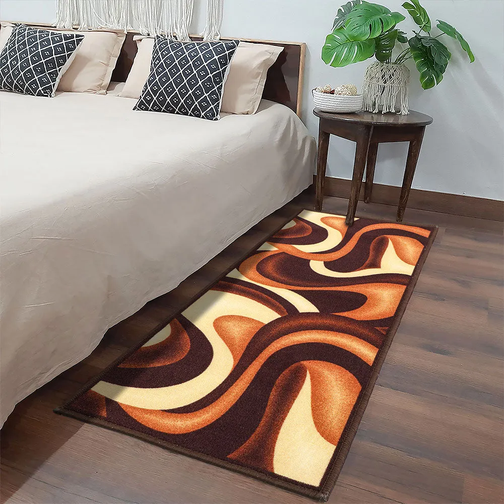 Contemporary Design Cream & Brown Polyviscose Bedside Runner