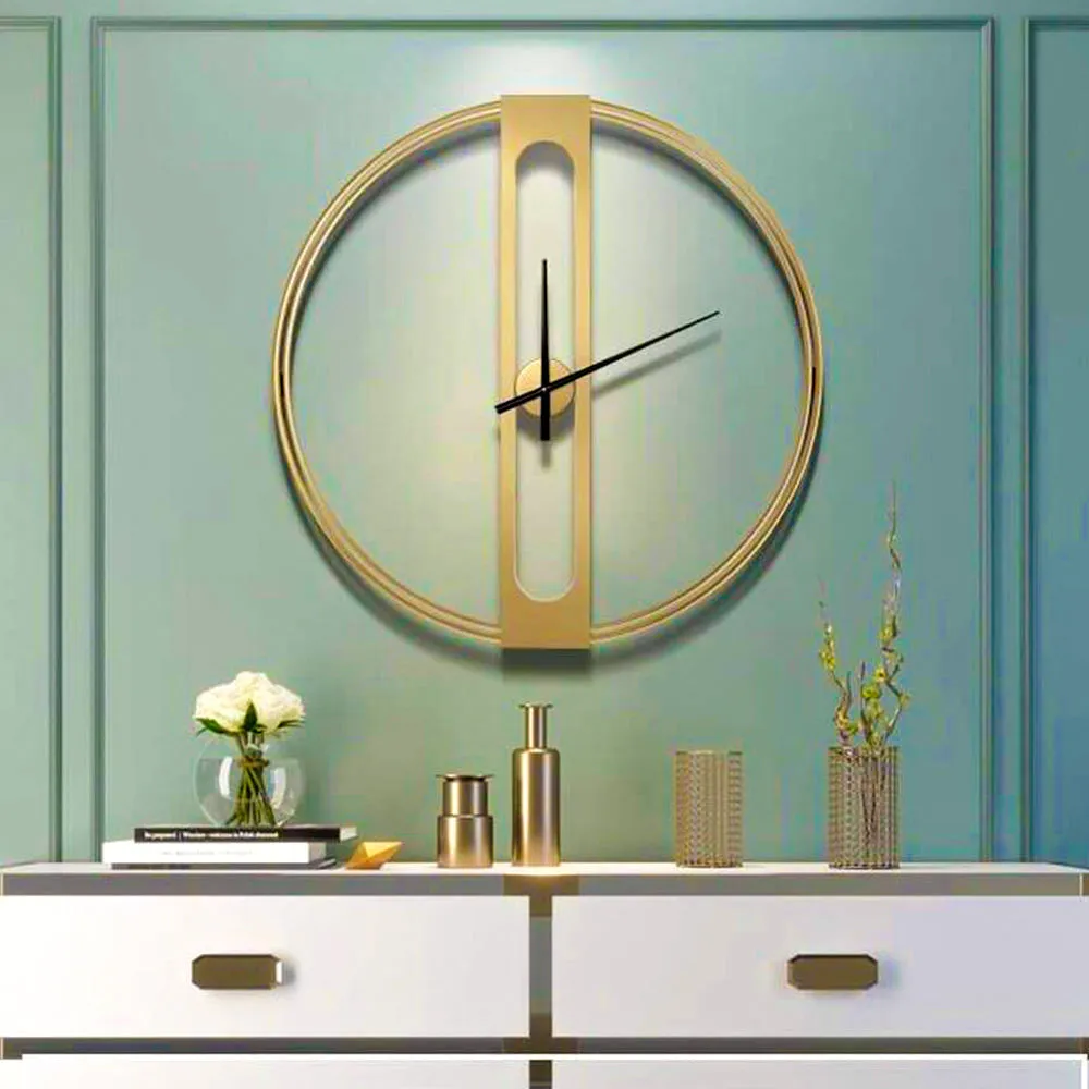 Contemporary Designer Golden Metal Wall Clock