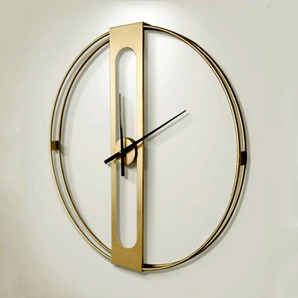 Contemporary Designer Golden Metal Wall Clock