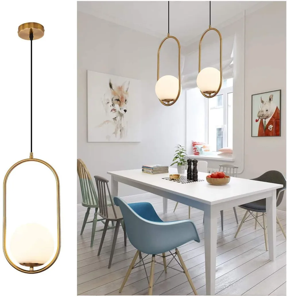Contemporary Fashioned Long Encircled Globe Ceiling Light Single Piece