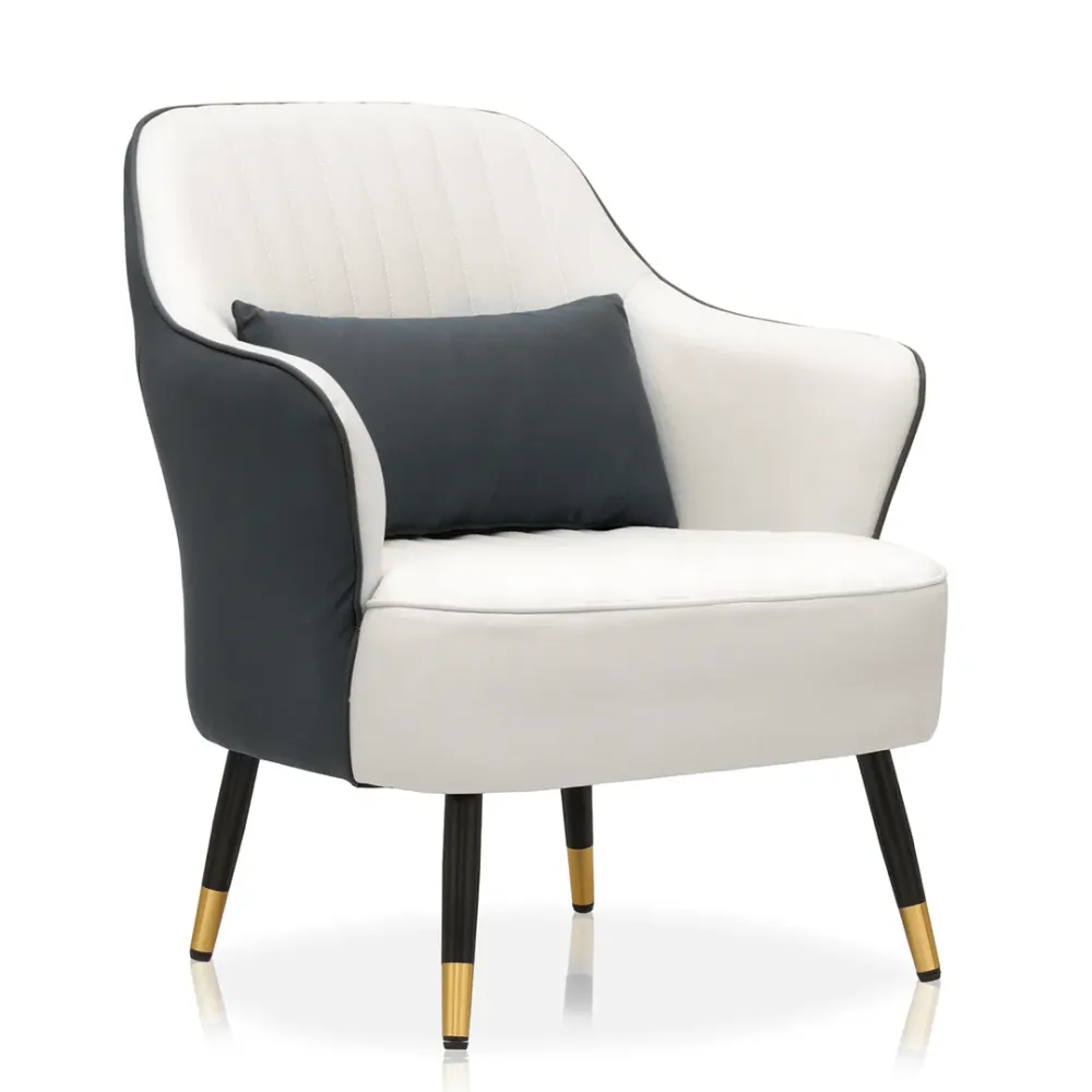 Contemporary Grey & White Accent Armchair Single