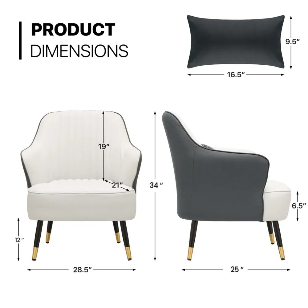 Contemporary Grey & White Accent Armchair Single