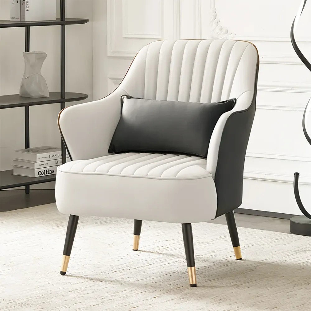 Contemporary Grey & White Accent Armchair Single