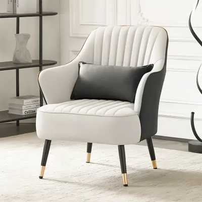 Contemporary Grey & White Accent Armchair