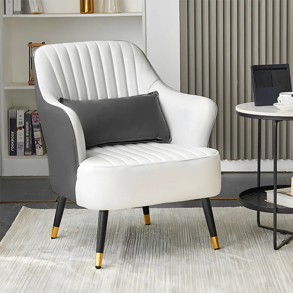 Contemporary Grey & White Accent Armchair Single