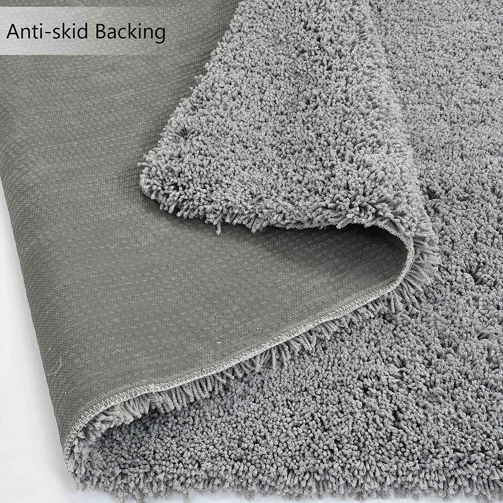 Contemporary Light Grey Solid Soft Feel Anti-Skid 100% Cotton Tufted Carpet 2X5