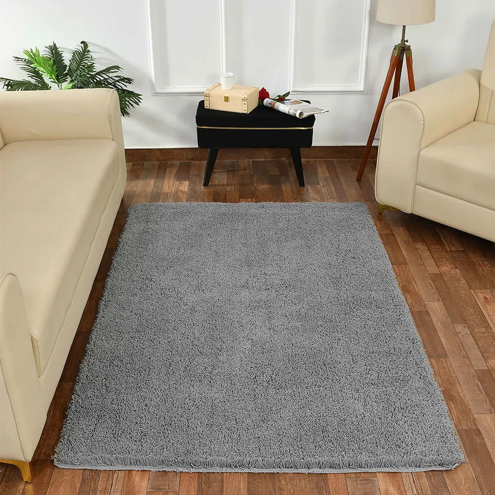 Contemporary Light Grey Solid Soft Feel Anti-Skid 100% Cotton Tufted Carpet 2X5