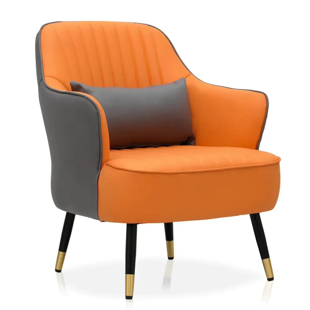 Contemporary Orange & Grey Accent Armchair Single