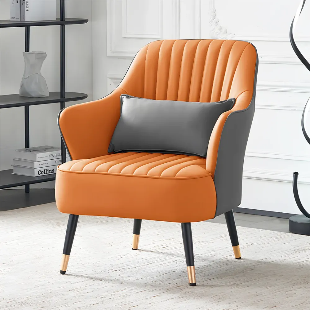 Contemporary Orange & Grey Accent Armchair Single