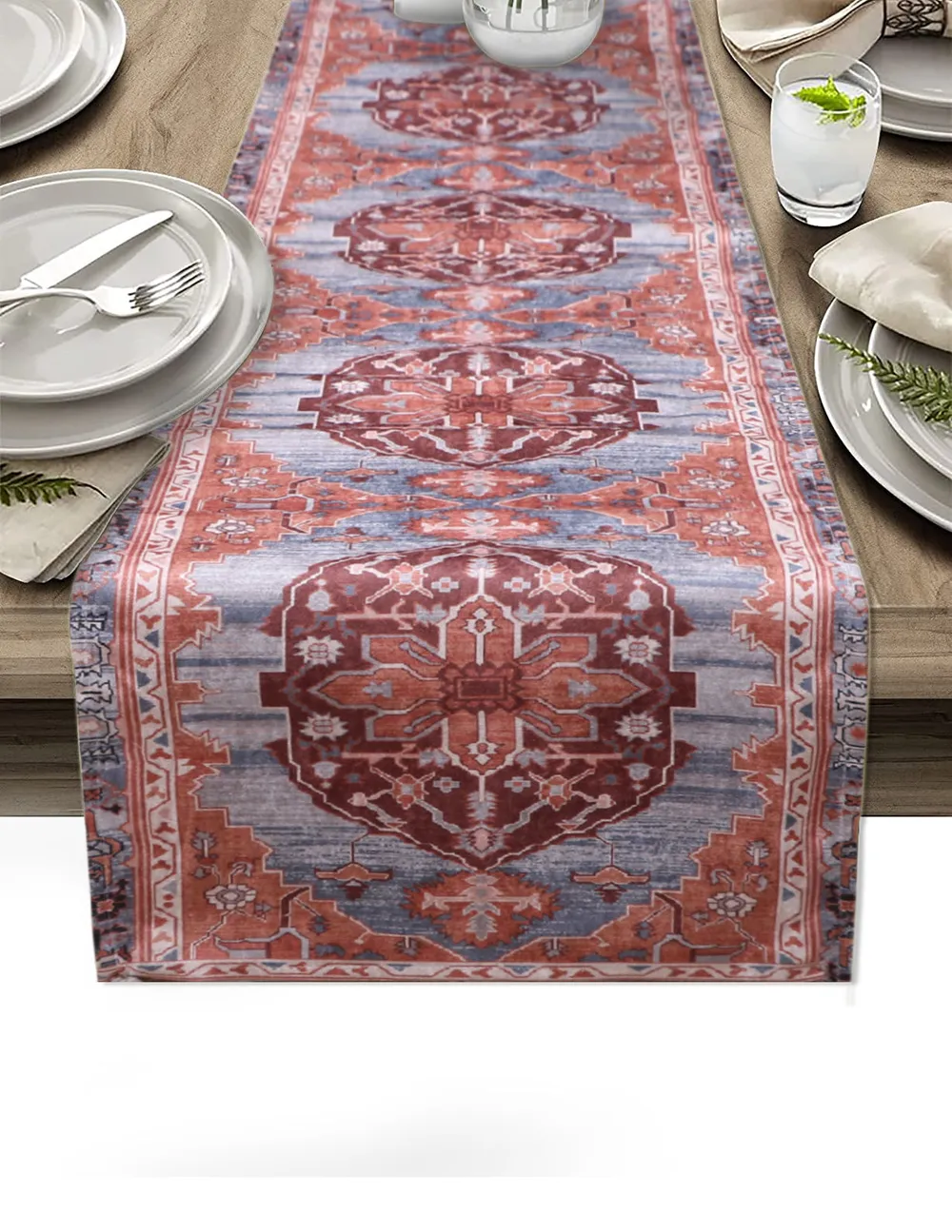 Contemporary Pink & Grey Designer Soft Velvet Table Runner