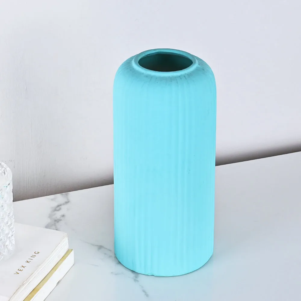 Contemporary Ribbed Textured Premium Ceramic Flower Vase (Available in Multiple colors) Yellow