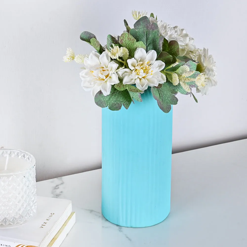 Contemporary Ribbed Textured Premium Ceramic Flower Vase (Available in Multiple colors) Yellow