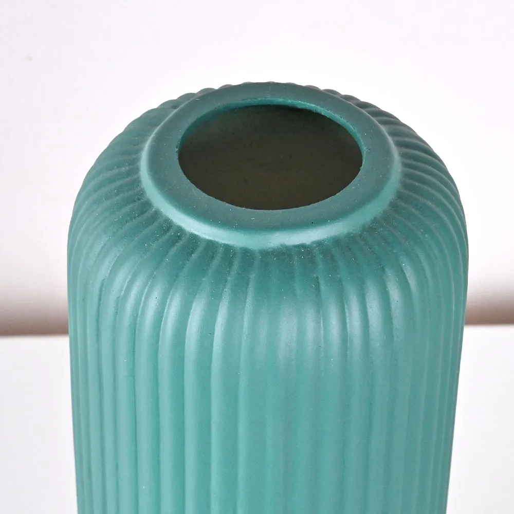 Contemporary Ribbed Textured Premium Ceramic Flower Vase (Available in Multiple colors) Yellow
