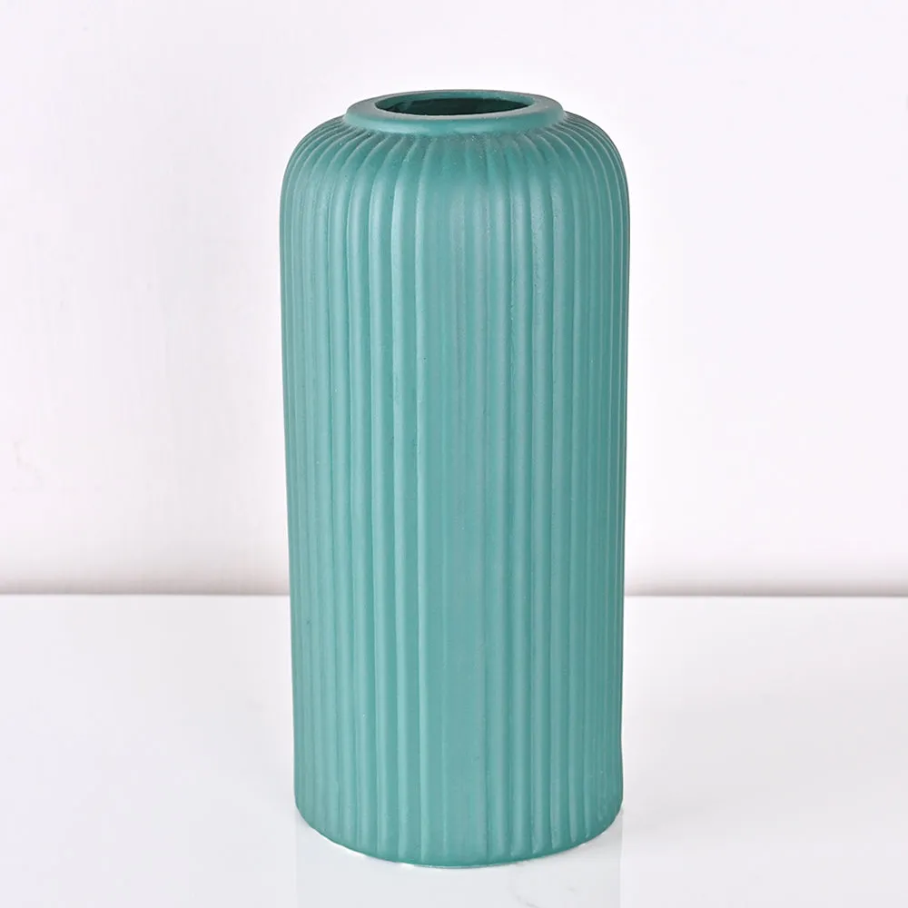 Contemporary Ribbed Textured Premium Ceramic Flower Vase (Available in Multiple colors) Yellow