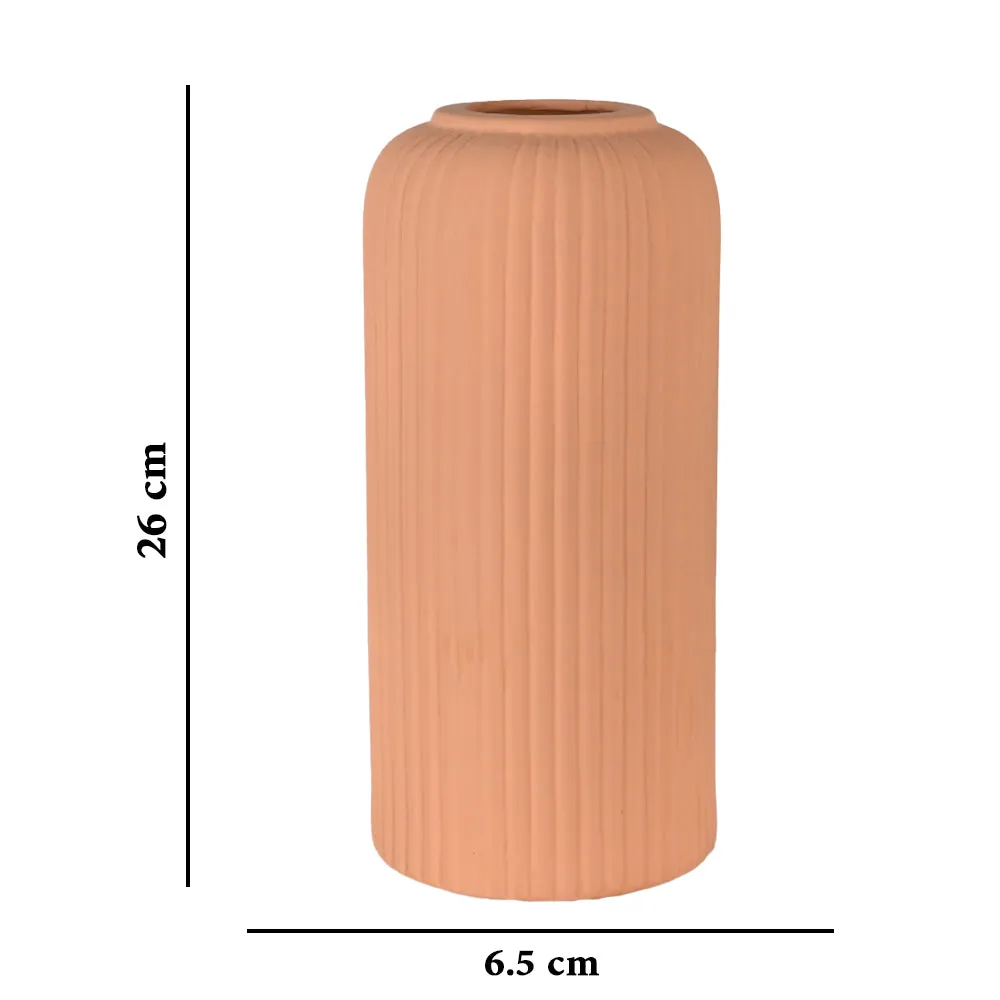 Contemporary Ribbed Textured Premium Ceramic Flower Vase (Available in Multiple colors) Yellow