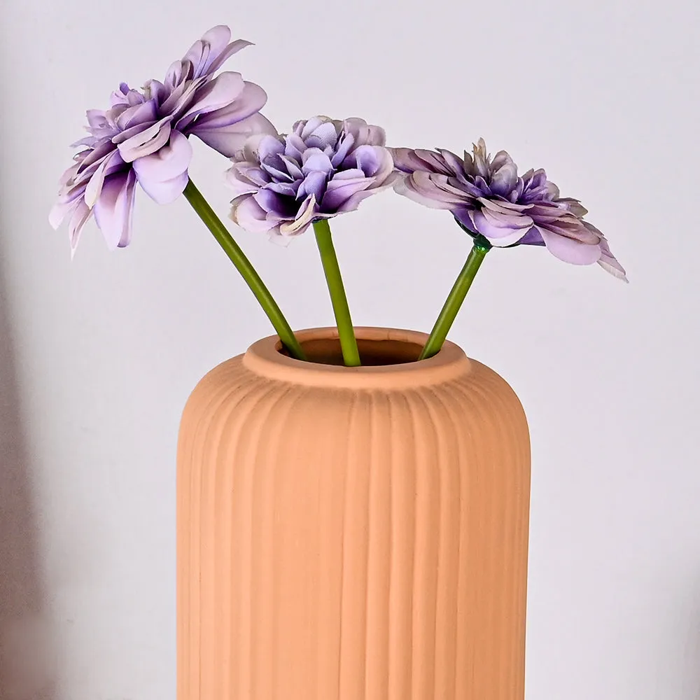 Contemporary Ribbed Textured Premium Ceramic Flower Vase (Available in Multiple colors) Yellow