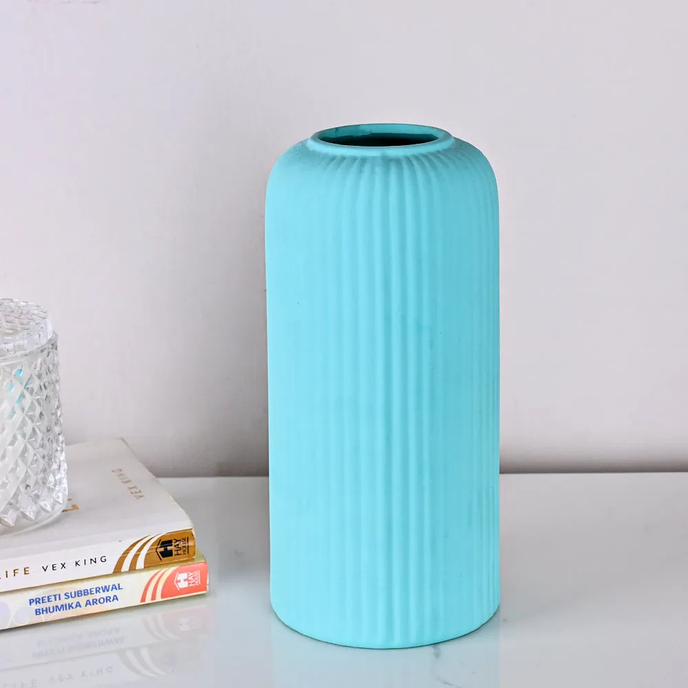 Contemporary Ribbed Textured Premium Ceramic Flower Vase (Available in Multiple colors) Yellow