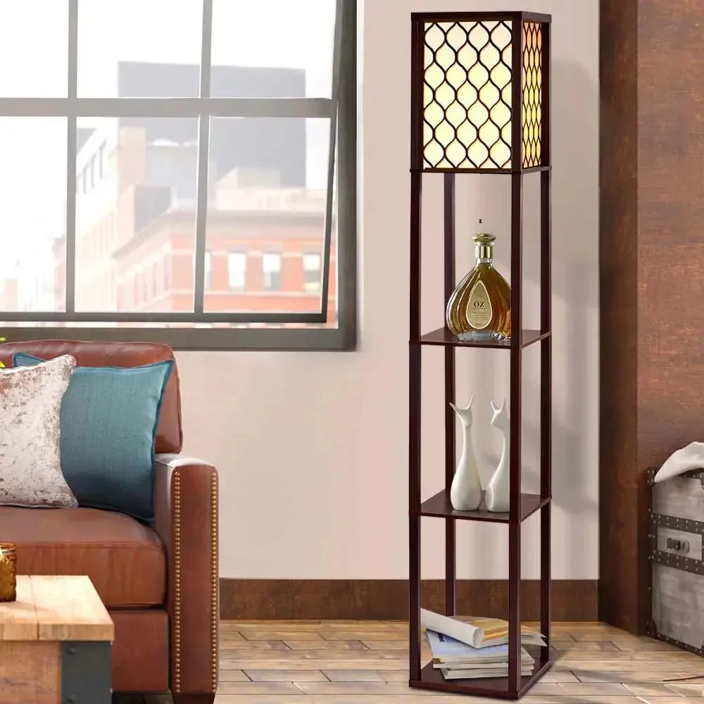 Contemporary Style Moroccan Wooden Shelf Lamp