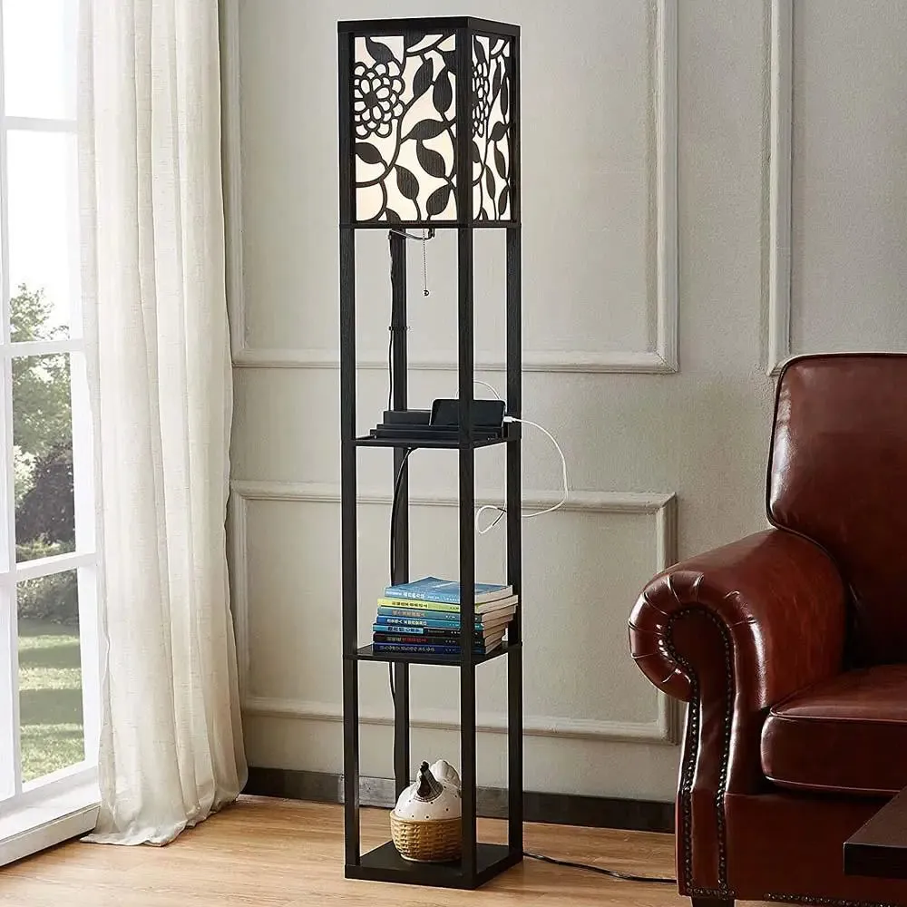 Contemporary Style Moroccan Wooden Shelf Lamp