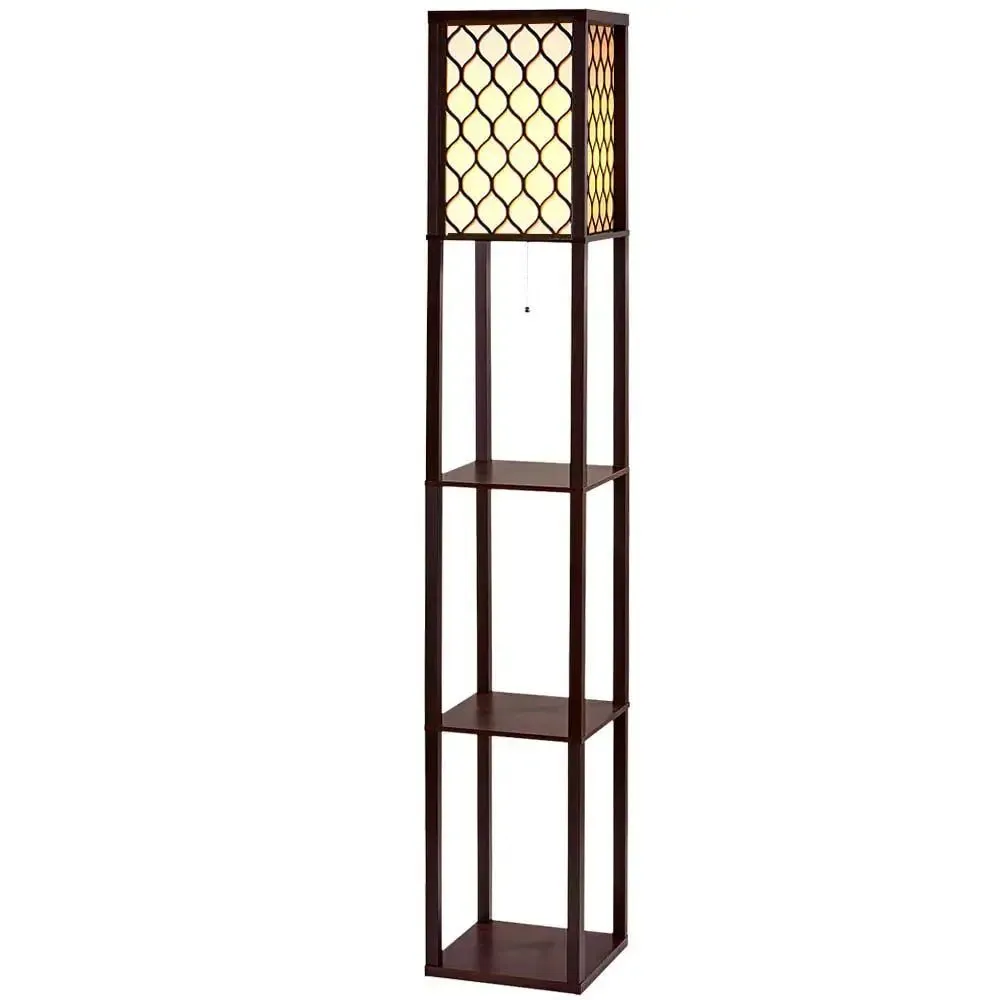Contemporary Style Moroccan Wooden Shelf Lamp
