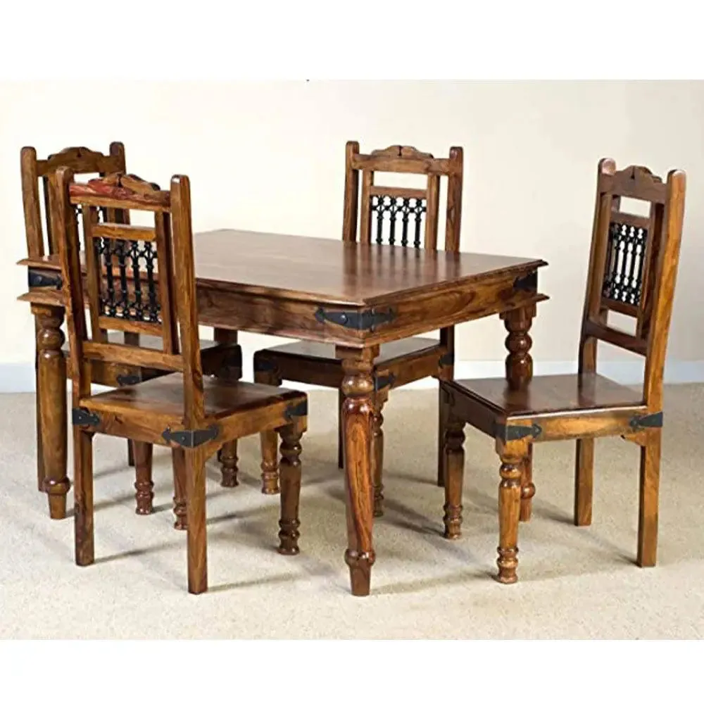 Contemporary Style Sheesham Wood Dining Table 4 Seater