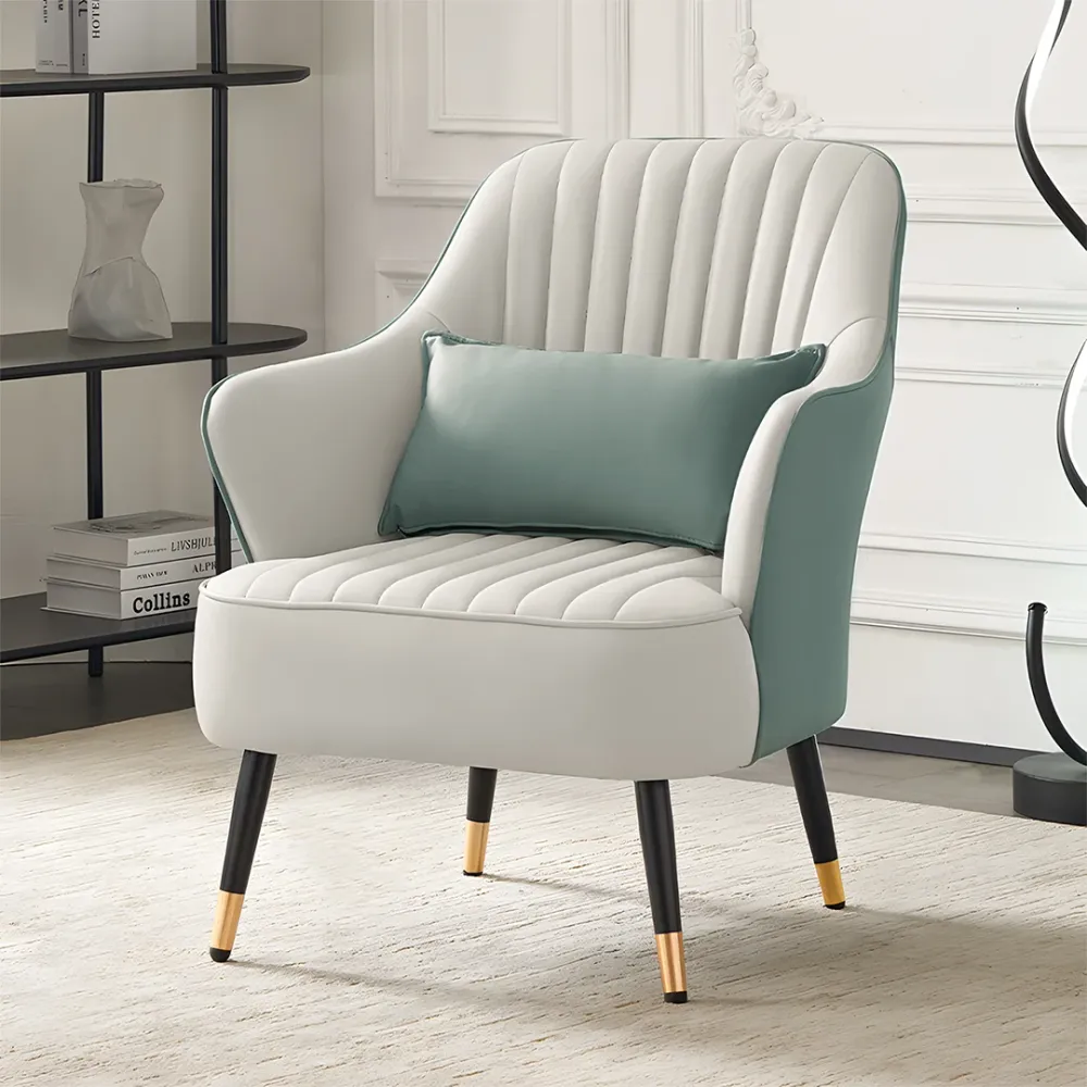 Contemporary Teal & White Accent Armchair Single