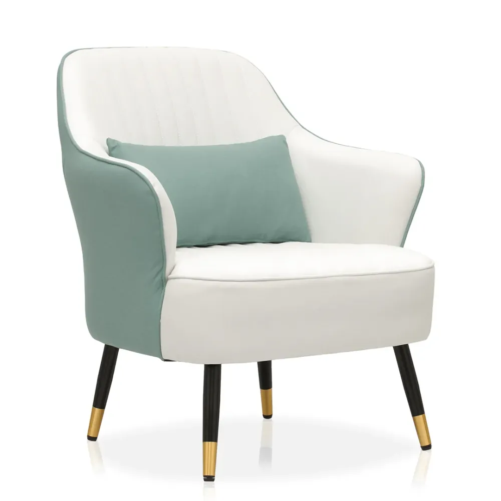 Contemporary Teal & White Accent Armchair Single