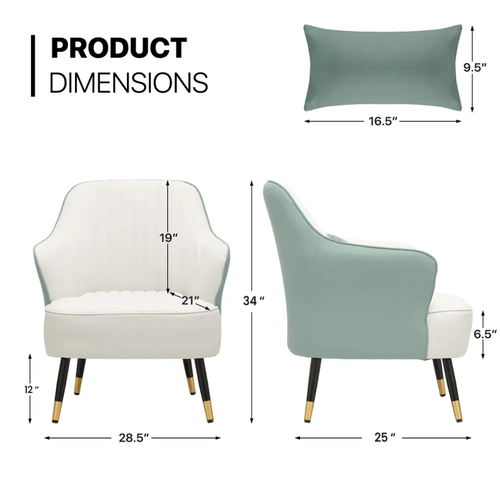 Contemporary Teal & White Accent Armchair Single