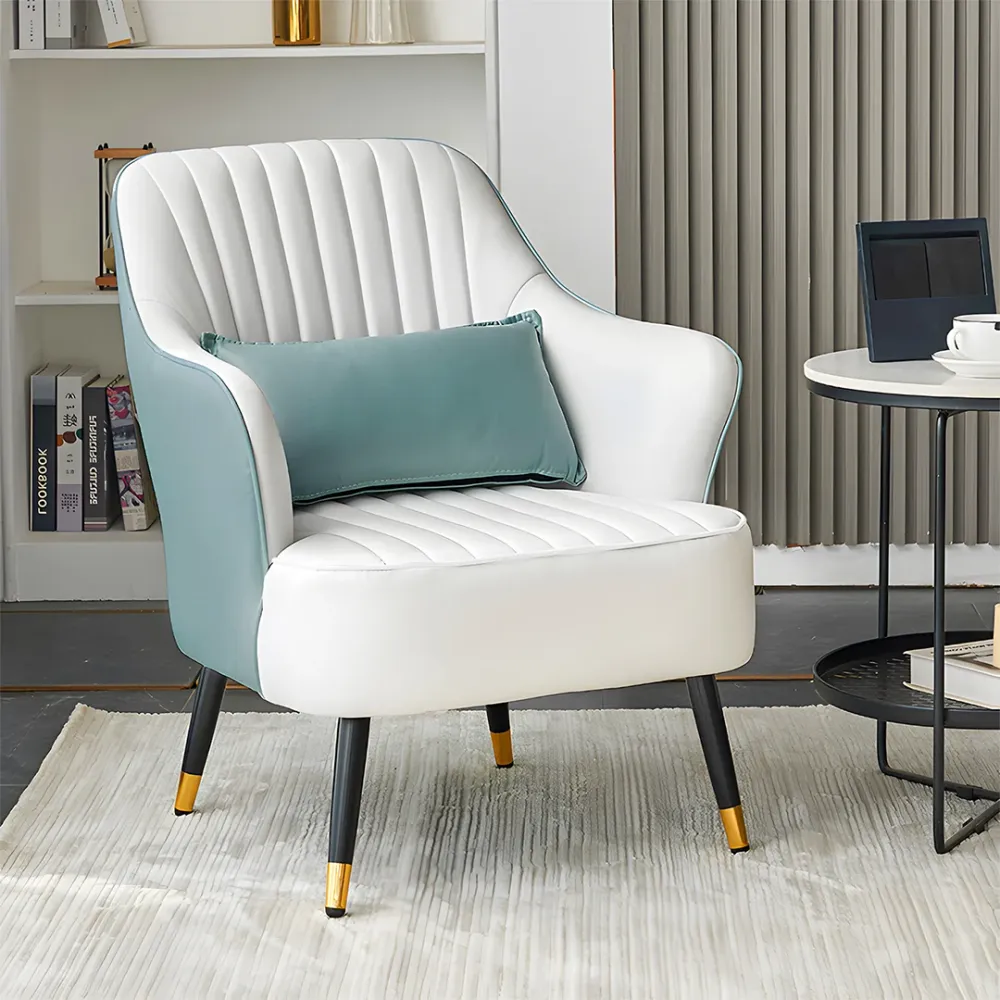 Contemporary Teal & White Accent Armchair Single