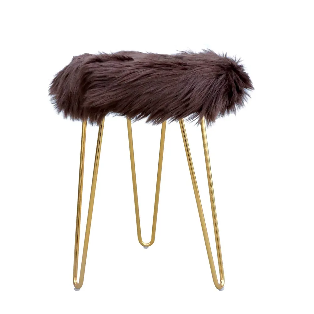 Contemporary Vougish Vanity Fur Stool Brown