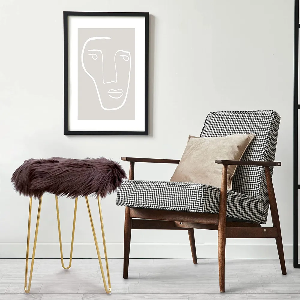 Contemporary Vougish Vanity Fur Stool Brown