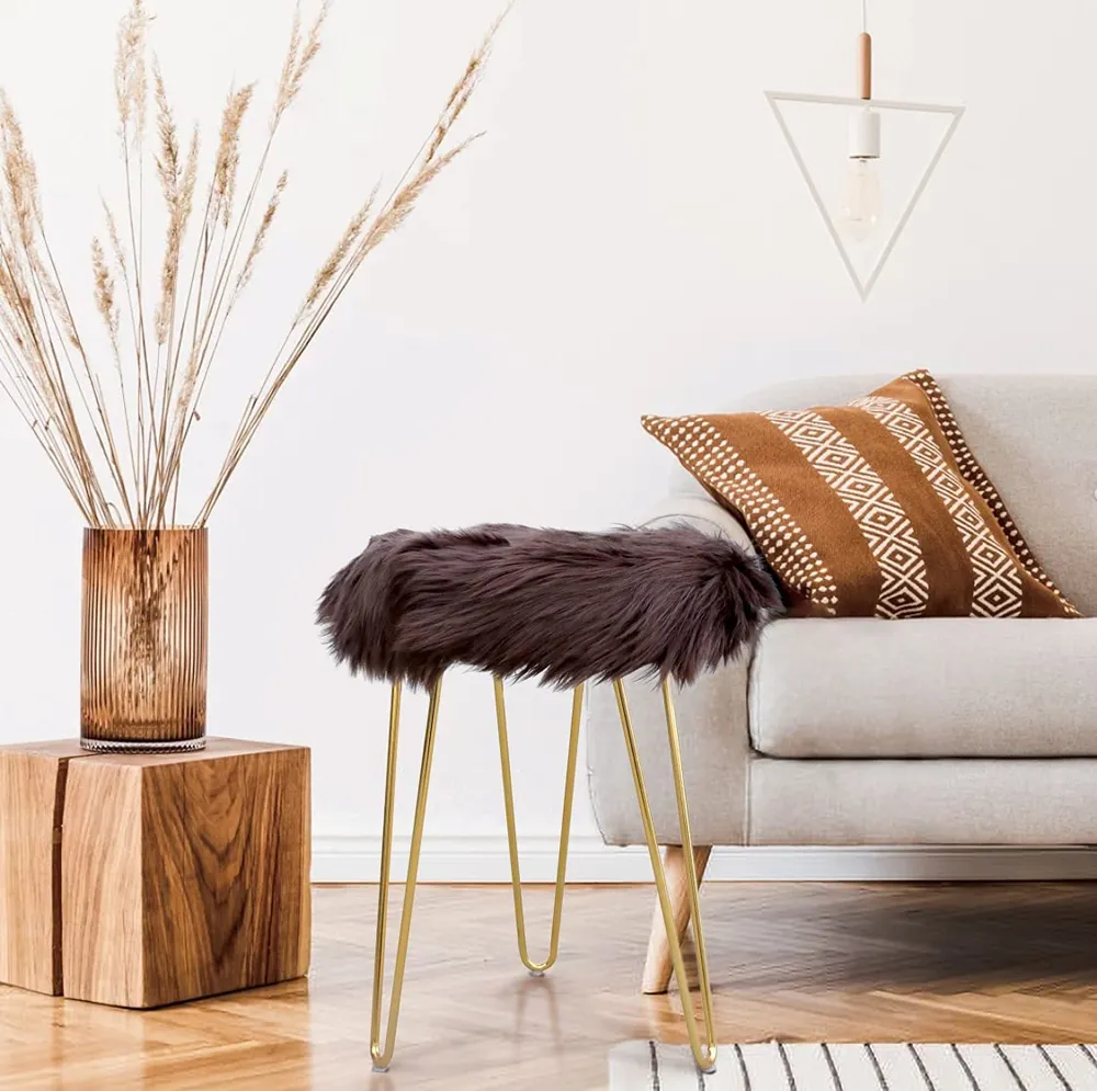 Contemporary Vougish Vanity Fur Stool Brown