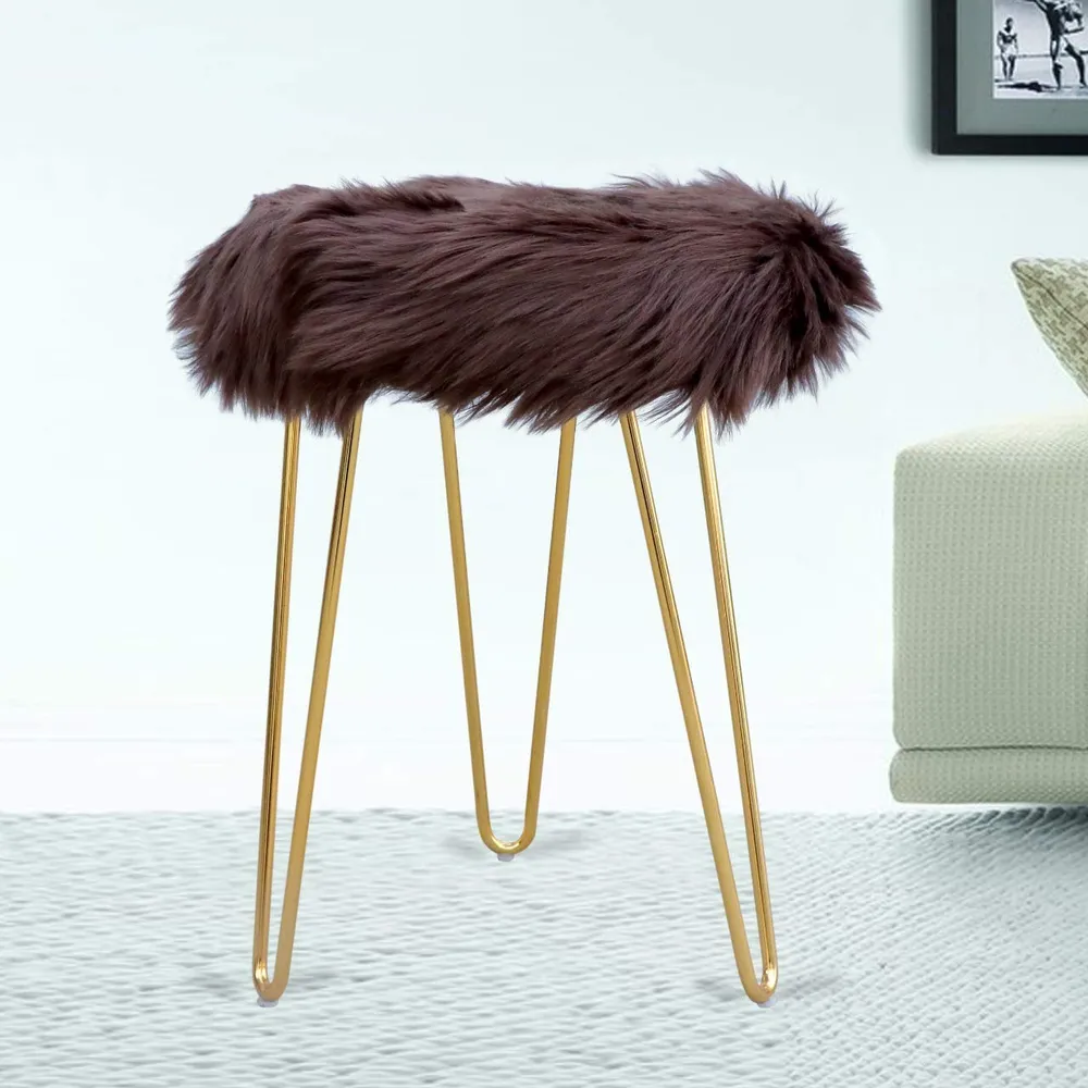 Contemporary Vougish Vanity Fur Stool Brown